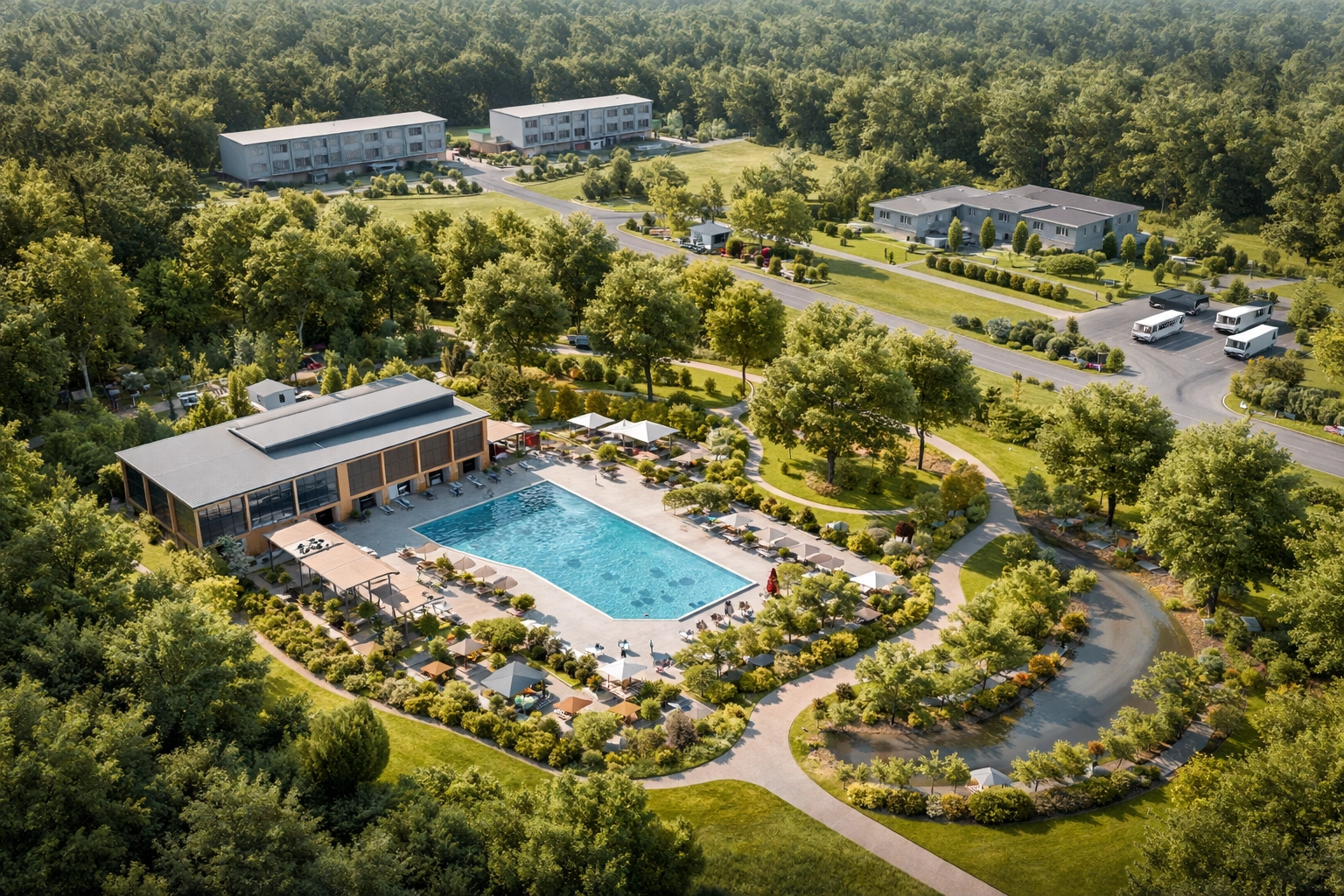 Resort-style community grounds