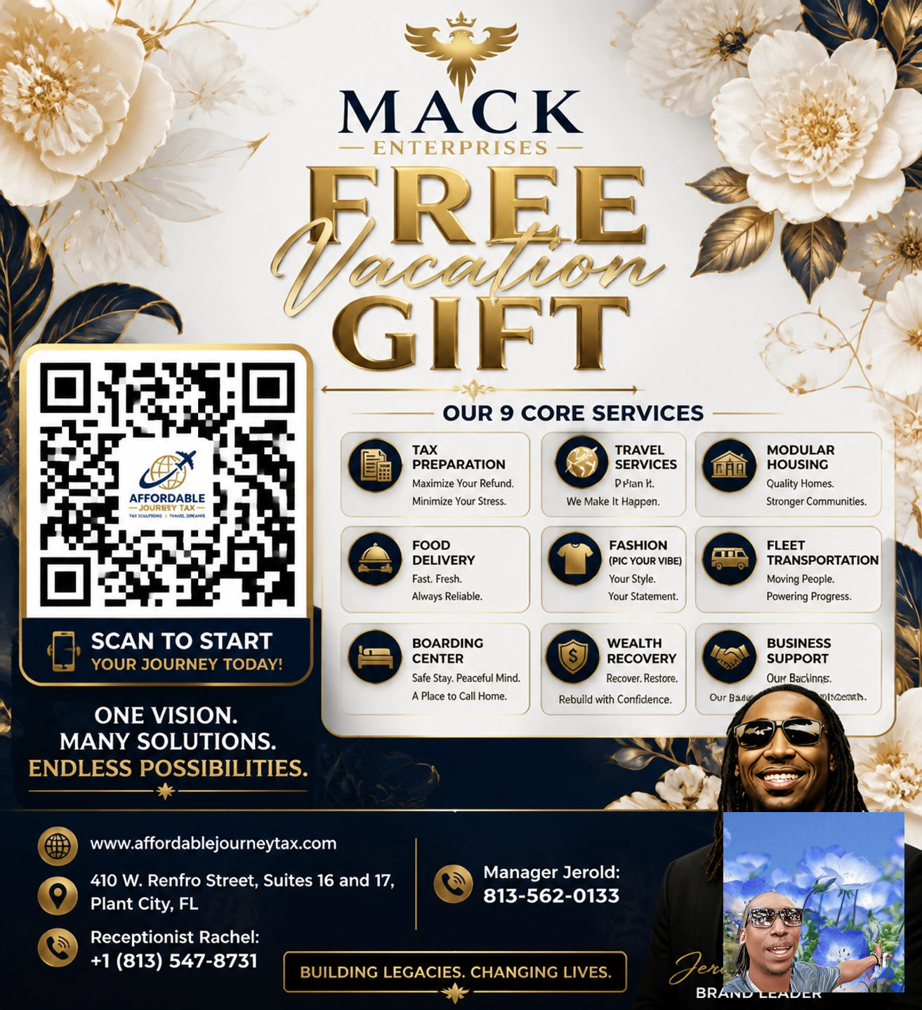 MACK Enterprises — Free Vacation Gift · 9 Core Services flyer