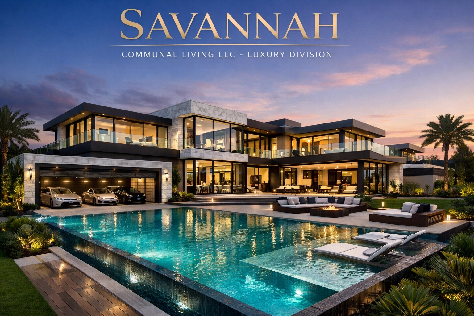 Savannah luxury division modern estate at sunset